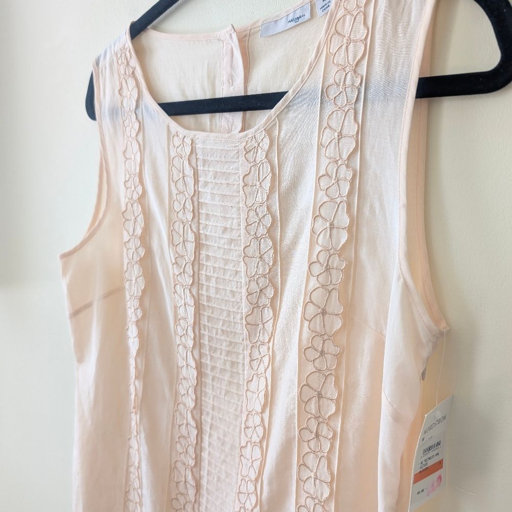 Halogen Blush Pink Peach Sleeveless Cotton Silk Blouse Size Medium - Picture 7 of 7